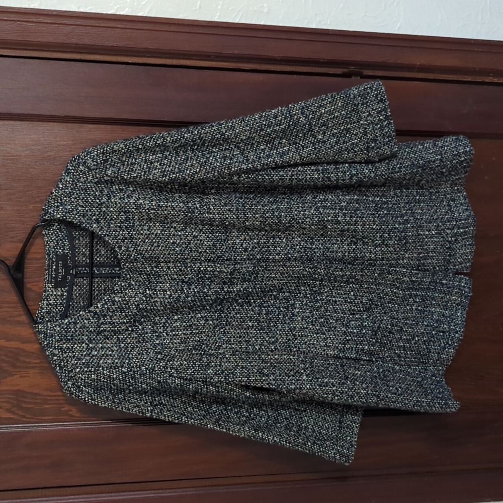Talbots Academia Fabric Made in Italy Tweed Long Sleeve Snap Button Blazer 16 P